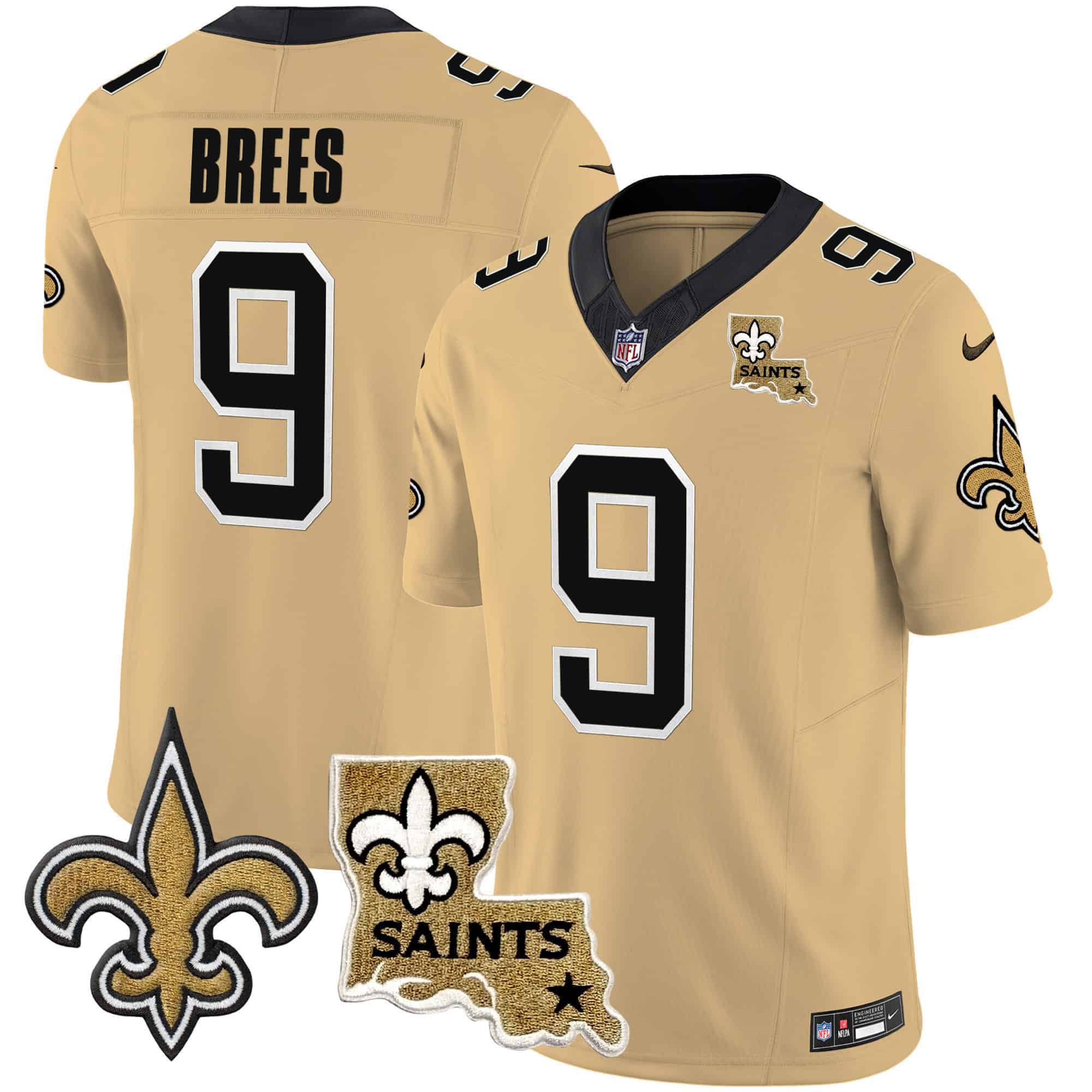 Men New Orleans Saints #9 Brees Yellow 2024 Nike Vapor Limited NFL Jersey